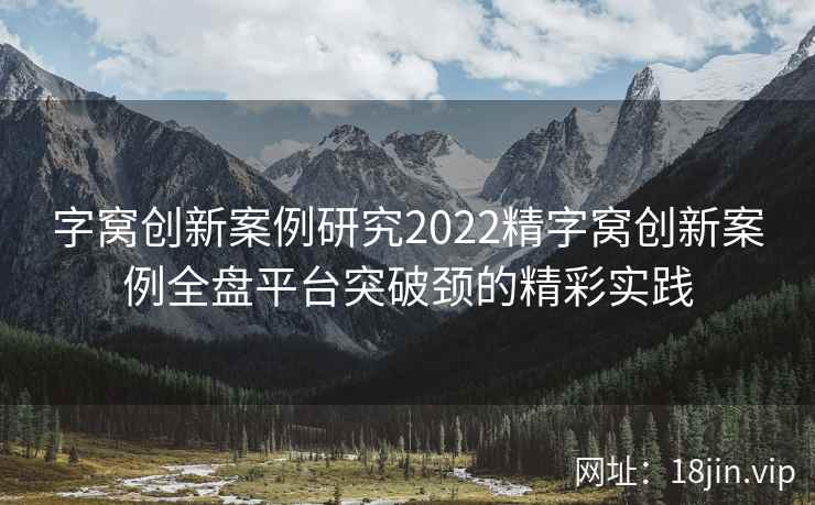字窝创新案例研究2022精字窝创新案例全盘平台突破颈的精彩实践 字窝创新案例研究2022精字窝创新案例全盘平台突破颈的精彩实践