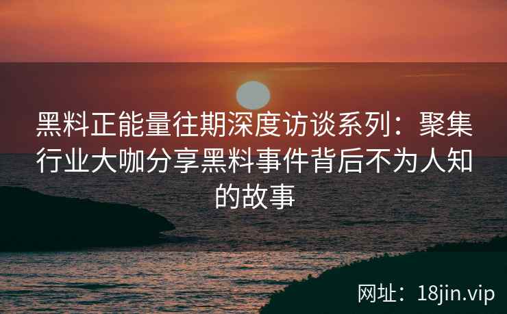 黑料正能量往期深度访谈系列:聚集行业大咖分享黑料事件背后不为人知的故事 黑料正能量往期深度访谈系列:聚集行业大咖分享黑料事件背后不为人知的故事