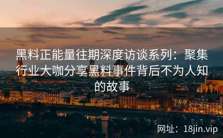 黑料正能量往期深度访谈系列：聚集行业大咖分享黑料事件背后不为人知的故事