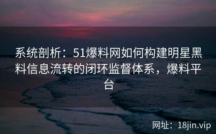 系统剖析：51爆料网如何构建明星黑料信息流转的闭环监督体系，爆料平台